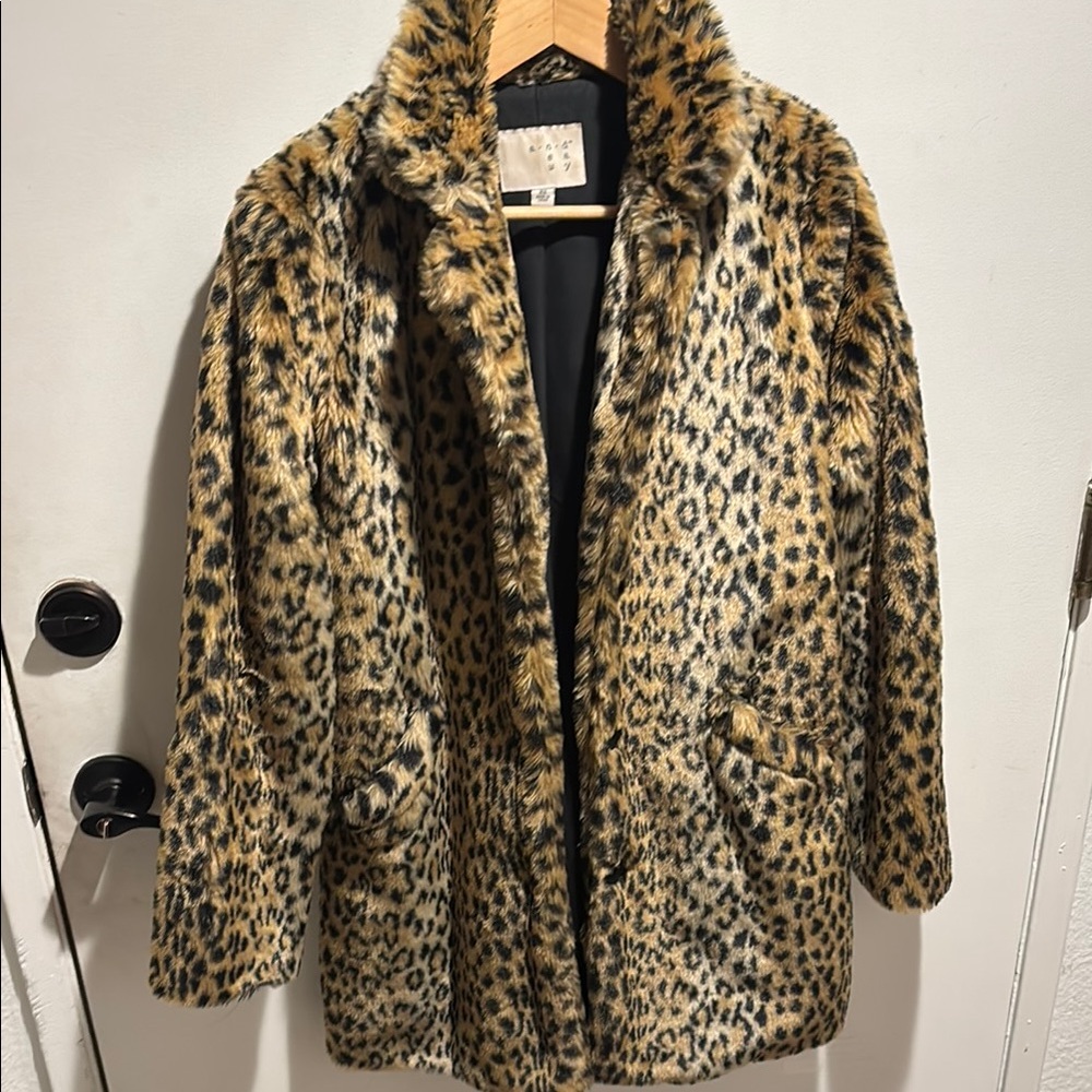 Leopard Print Faux Fur Coat